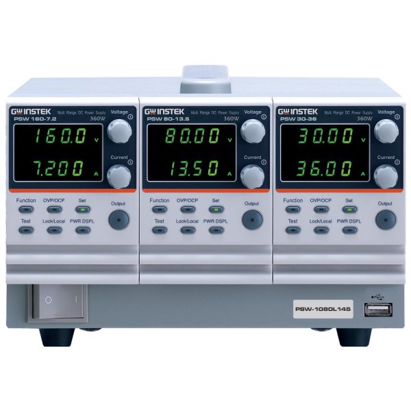 Instek PSW-1080L455 DC Power Supply, Triple CH, Prog. Switching, 80/160/160V, 1080W, PSW-Multi Series