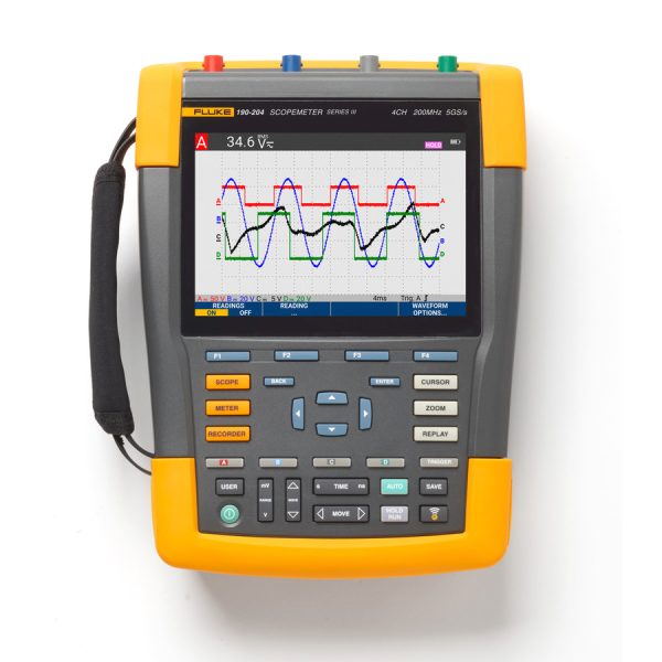 Fluke 190-204-III CAL: Precision Handheld Oscilloscope with 4 Channels, 200 MHz Bandwidth, and Traceable Calibration